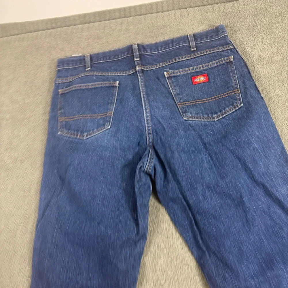 Dickies Mens Straight Leg Denim Jeans Medium Wash Blue Workwear 38x32
